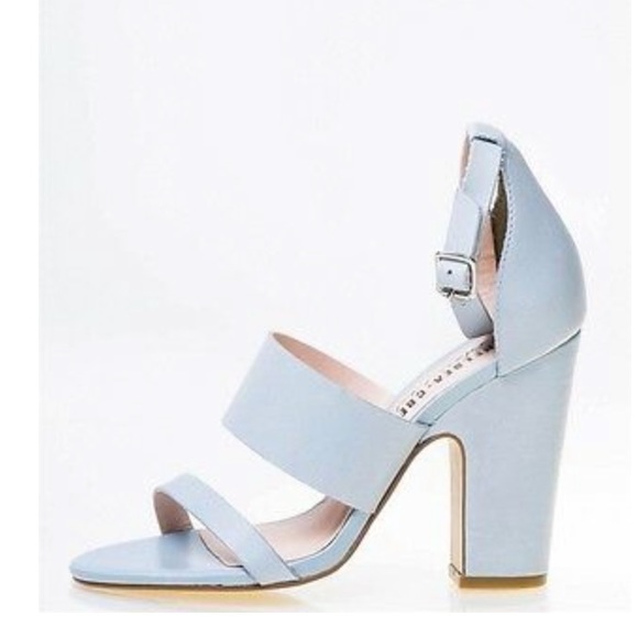 OLLIE Baby blue Leather Block Heel strappy Sandals - Picture 3 of 12